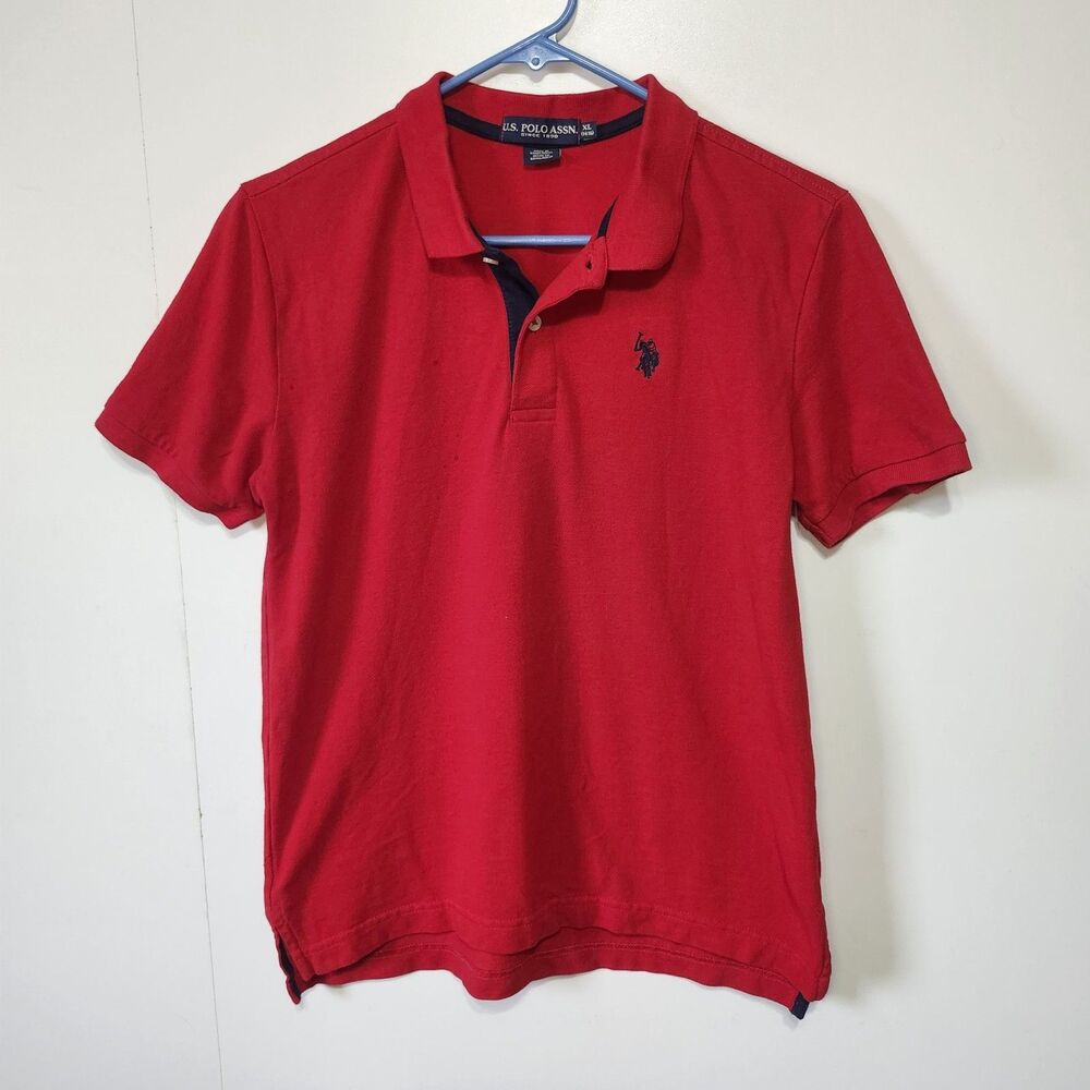 U.S. Polo Assn Red Youth XL 14-16 Polo Shirt Short Sleeve Cotton Logo Classic